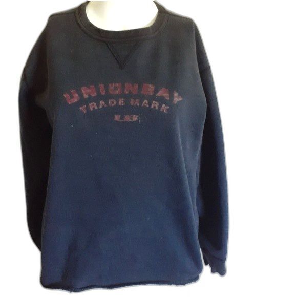 unionbay sweatshirt cropped distressed grunge m black union bay trashed shirt - Picture 1 of 4